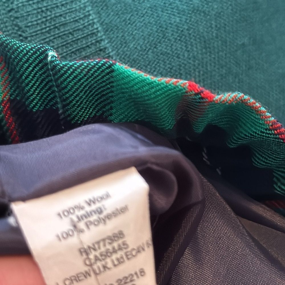 J.Crew Plaid Wool Mini Skirt Green Navy Tartan Preppy Classic 0 Academia Holiday - Picture 11 of 13